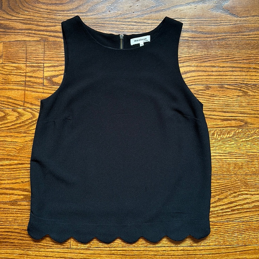 Black Scalloped Tank Top